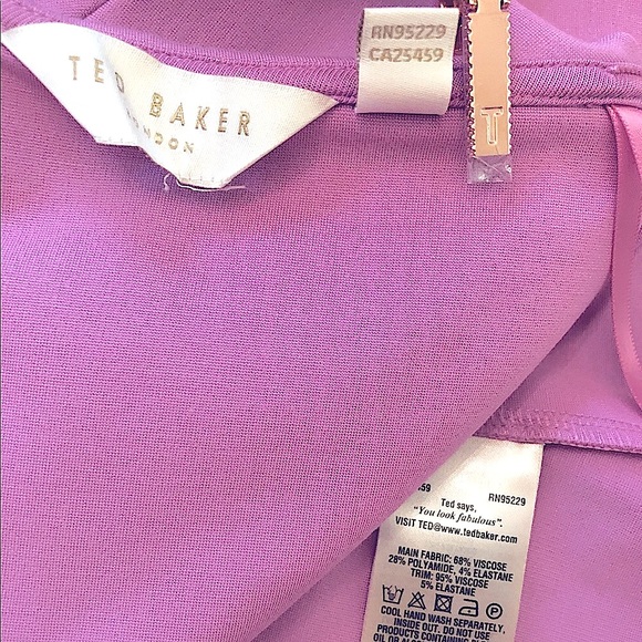 NWT- Amethyst Ted Baker Off the Shoulder,Ruffle, Back Zip Blouse-sz Small - Picture 3 of 5